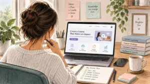 Course creator planning an online course with pricing ideas